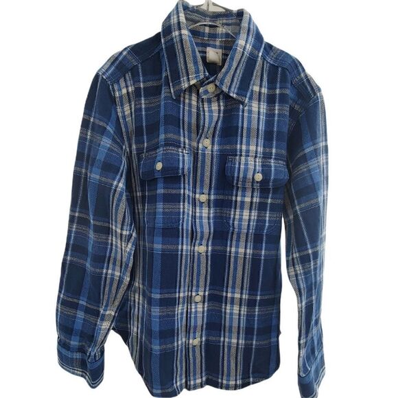 NWT GAP cotton twill button down shirt in blue & white plaid size medium - Picture 2 of 11